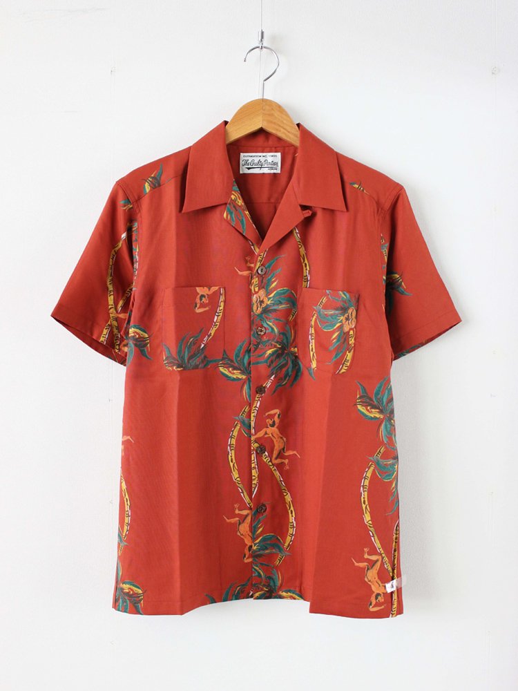 アロハシャツ / PALMS TREE CLIMBER S/S HAWAIIAN SHIRT RED