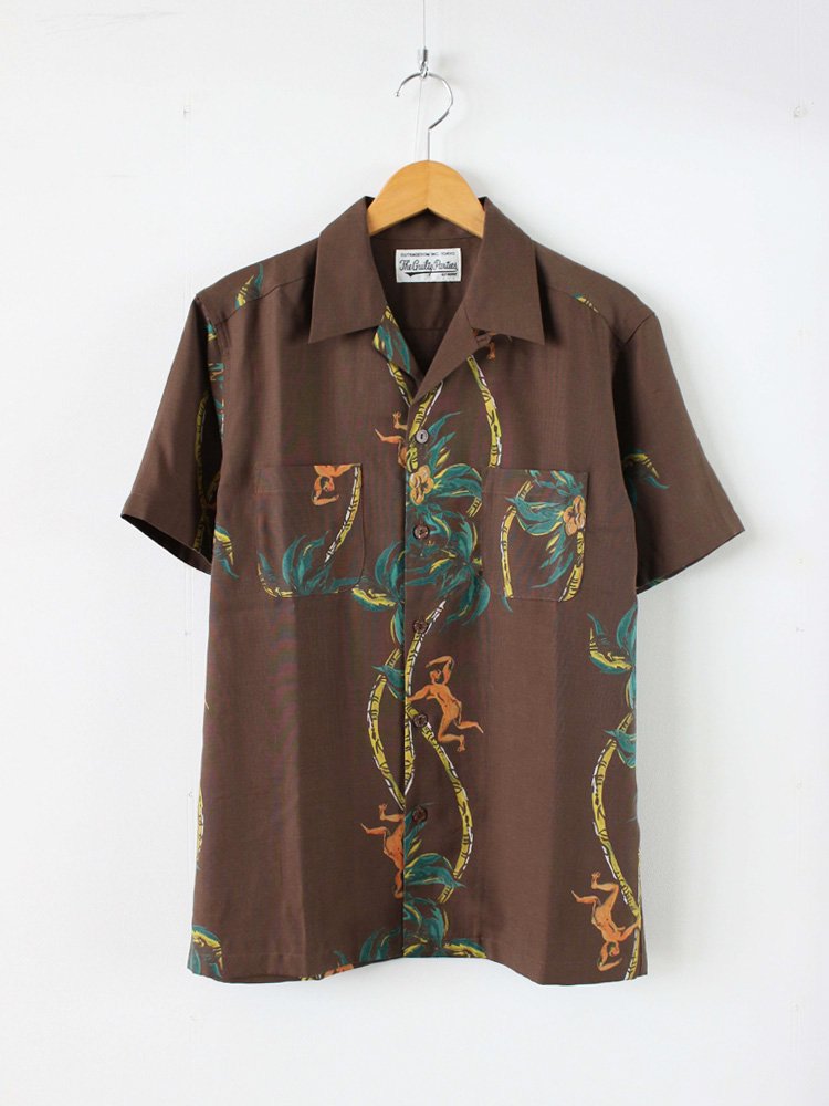 アロハシャツ / PALMS TREE CLIMBER S/S HAWAIIAN SHIRT BROWN