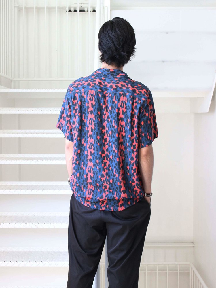 アロハシャツ / LEOPARD S/S HAWAIIAN SHIRT (TYPE 1) BLUE/RED