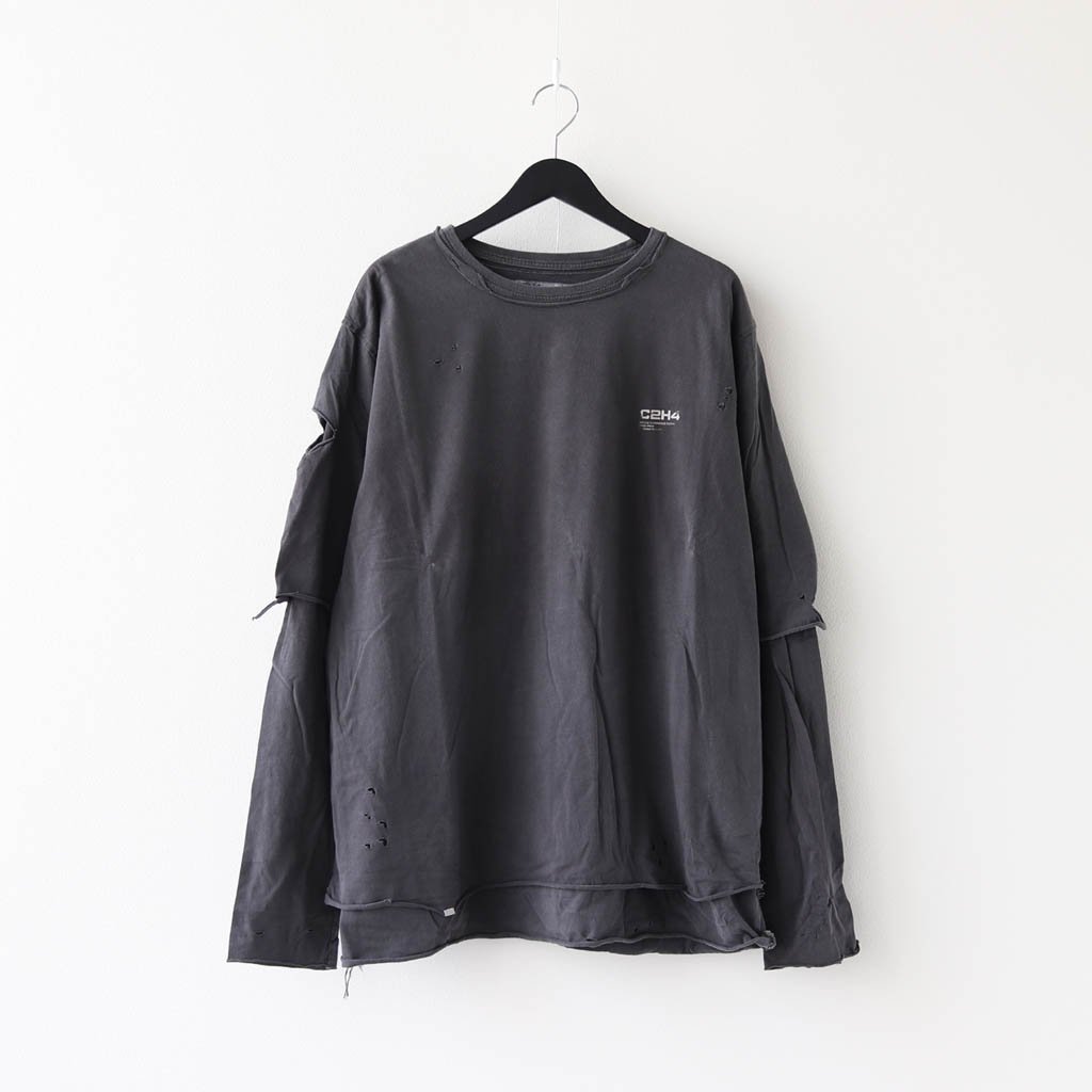 C2H4｜DISTRESSED DOUBLE LAYER L/S TEE #GRAY [R002-040]