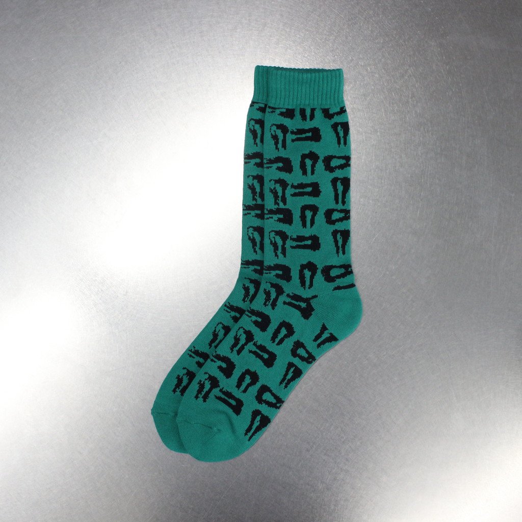 TIGHTBOOTH PRODUCTION｜WHIMSY SOCKS | MAD COW FOOTPRINT SOCKS #TURQUOISE [FW21-A04]