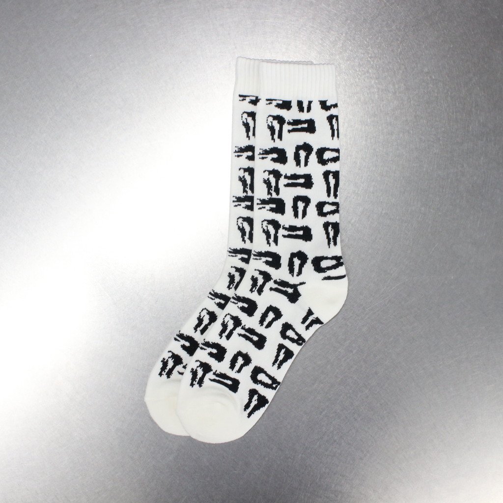 TIGHTBOOTH PRODUCTION｜WHIMSY SOCKS | MAD COW FOOTPRINT SOCKS #WHITE [FW21-A04]