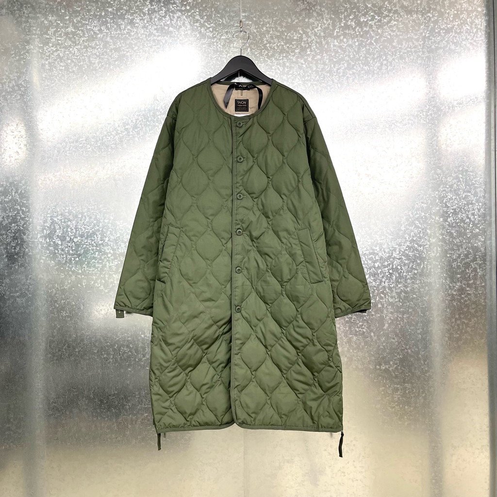 TAION｜MILITARY CREW NECK DOWN COAT #OLIVE [TAION-104BML-1 LONG]
