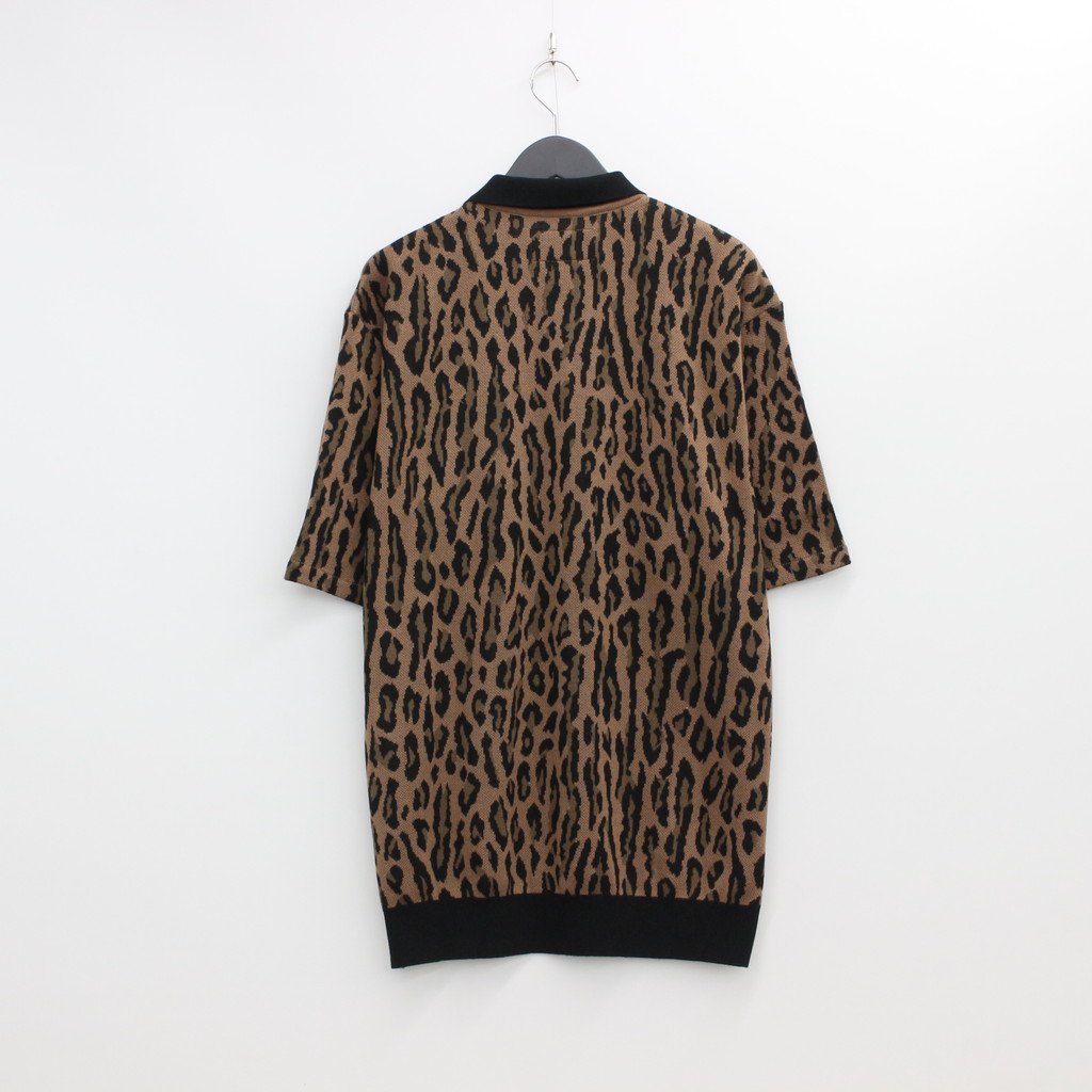 WACKO MARIA/LEOPARD KNIT JAQUARD POLO SHIRT（ベージュ