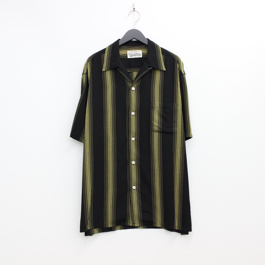 WACKO MARIA STRIPED OPEN COLLARSHIRT S