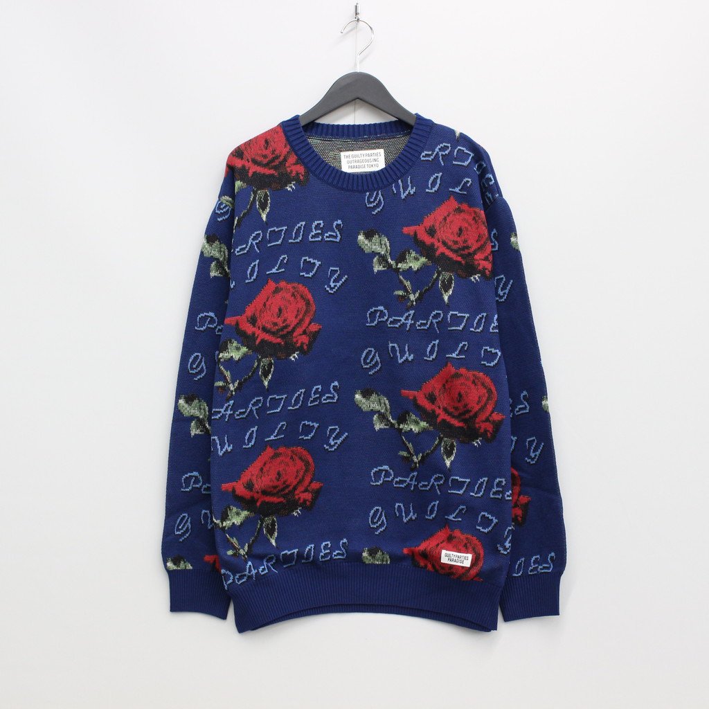 WACKO MARIA | ワコマリア JACQUARD SWEATER #NAVY [22FWE-WMK-KN01]