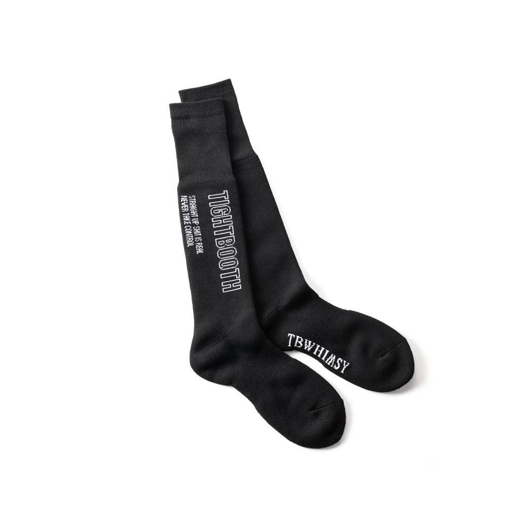 TIGHTBOOTH PRODUCTION | タイトブースプロダクション WHIMSY SOCKS | LABEL LOGO HIGH SOCKS  #BLACK [FW22-A17]