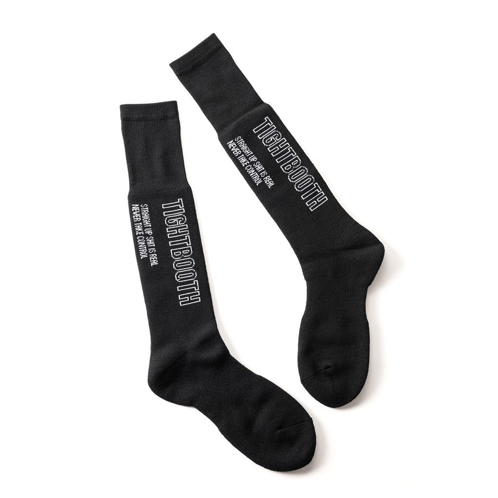 TIGHTBOOTH PRODUCTION | タイトブースプロダクション WHIMSY SOCKS | LABEL LOGO HIGH SOCKS  #BLACK [FW22-A17]