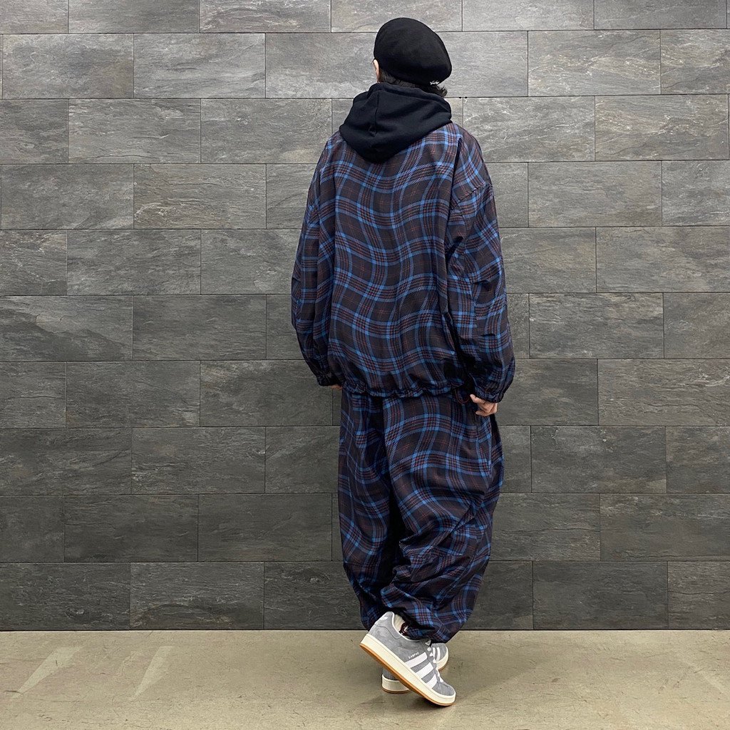 WAVY PLAID BALLOON PANTS #NAVY [SS23-B03] _ TIGHTBOOTH PRODUCTION