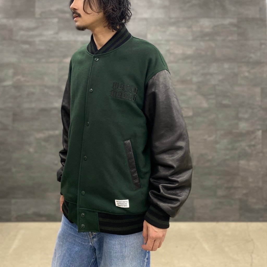 春色3カラー✧ WACKO MARIA ワコマリア 23SS LEATHER VARSITY JACKET