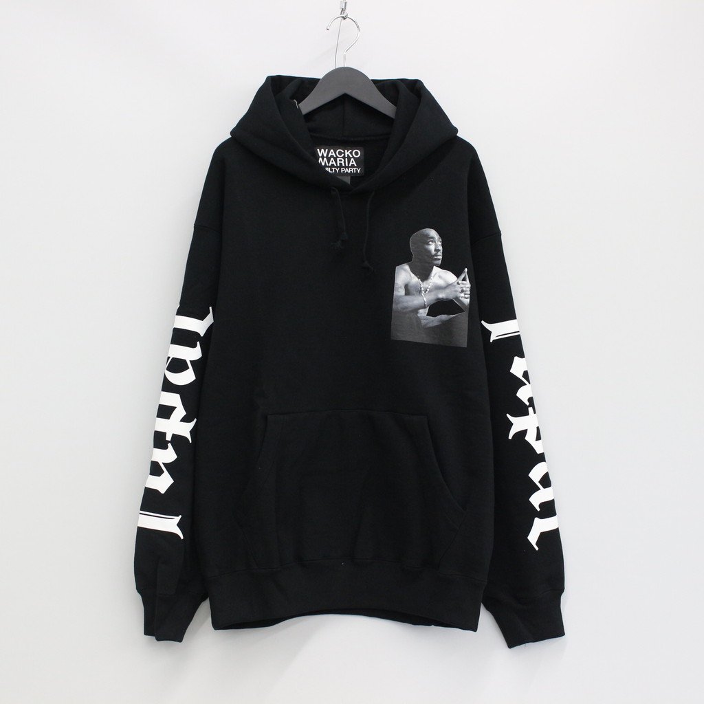 TUPAC | HEAVY WEIGHT PULLOVER HOODED SWEAT SHIRT -TYPE 1- #BLACK