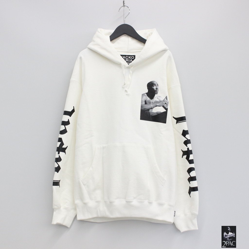 TUPAC | HEAVY WEIGHT PULLOVER HOODED SWEAT SHIRT -TYPE 1- #WHITE