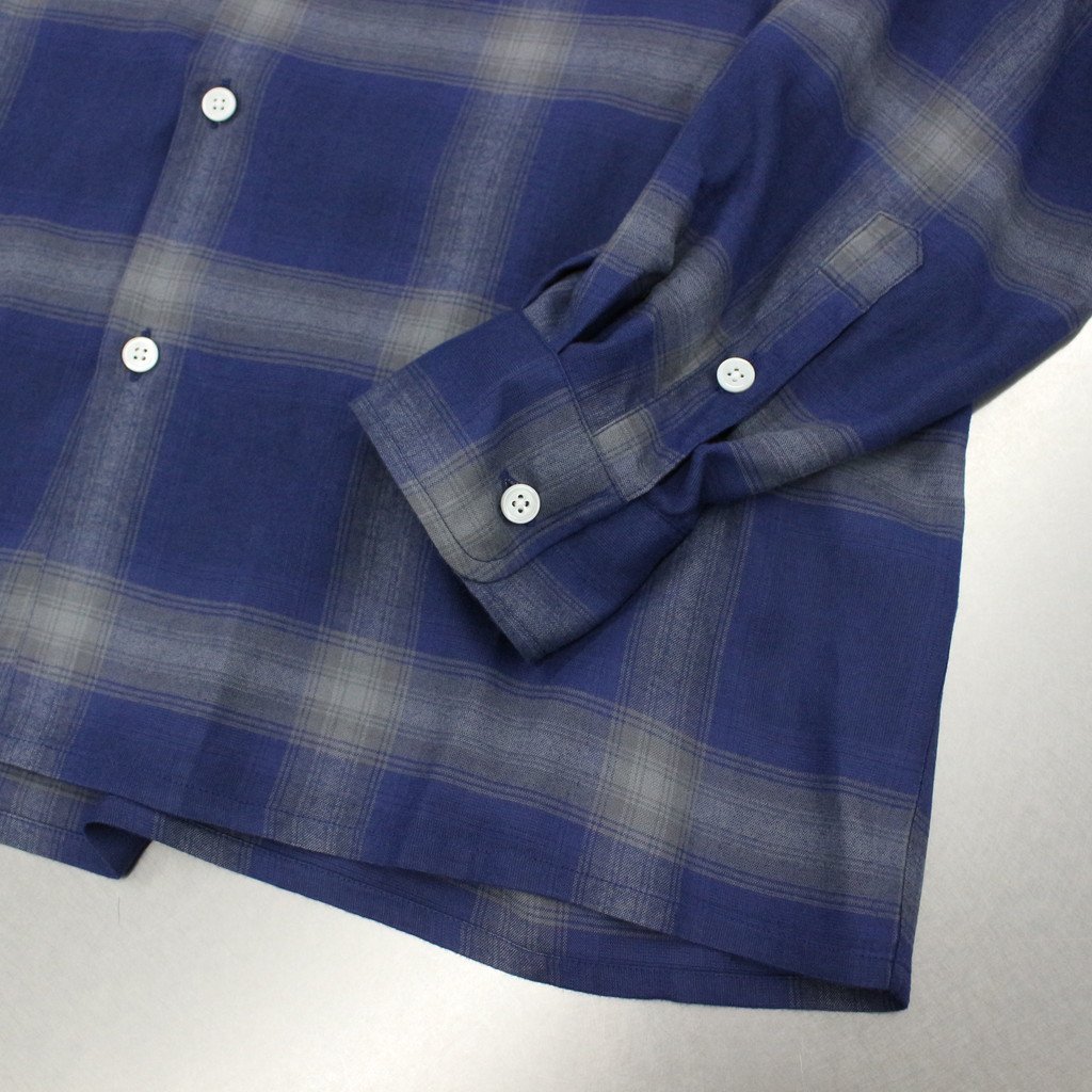 シャツ / OMBRE CHECK OPEN COLLAR SHIRT L/S -TYPE 1- NAVY