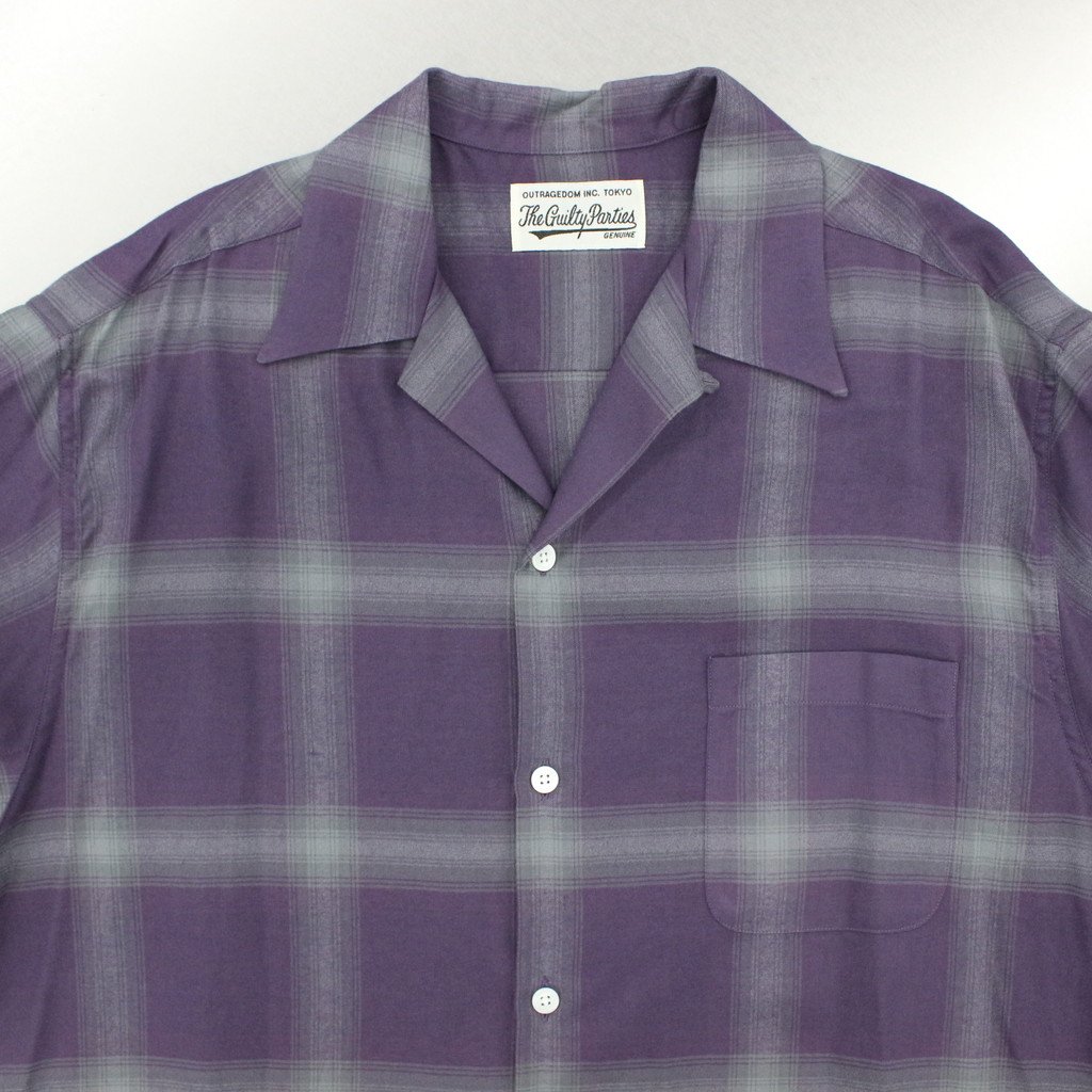 シャツ / OMBRE CHECK OPEN COLLAR SHIRT L/S -TYPE 1- PURPLE