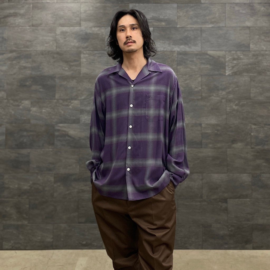 OMBRE CHECK OPEN COLLAR SHIRT L/S -TYPE 1- #PURPLE [23SS-WMS-OC10