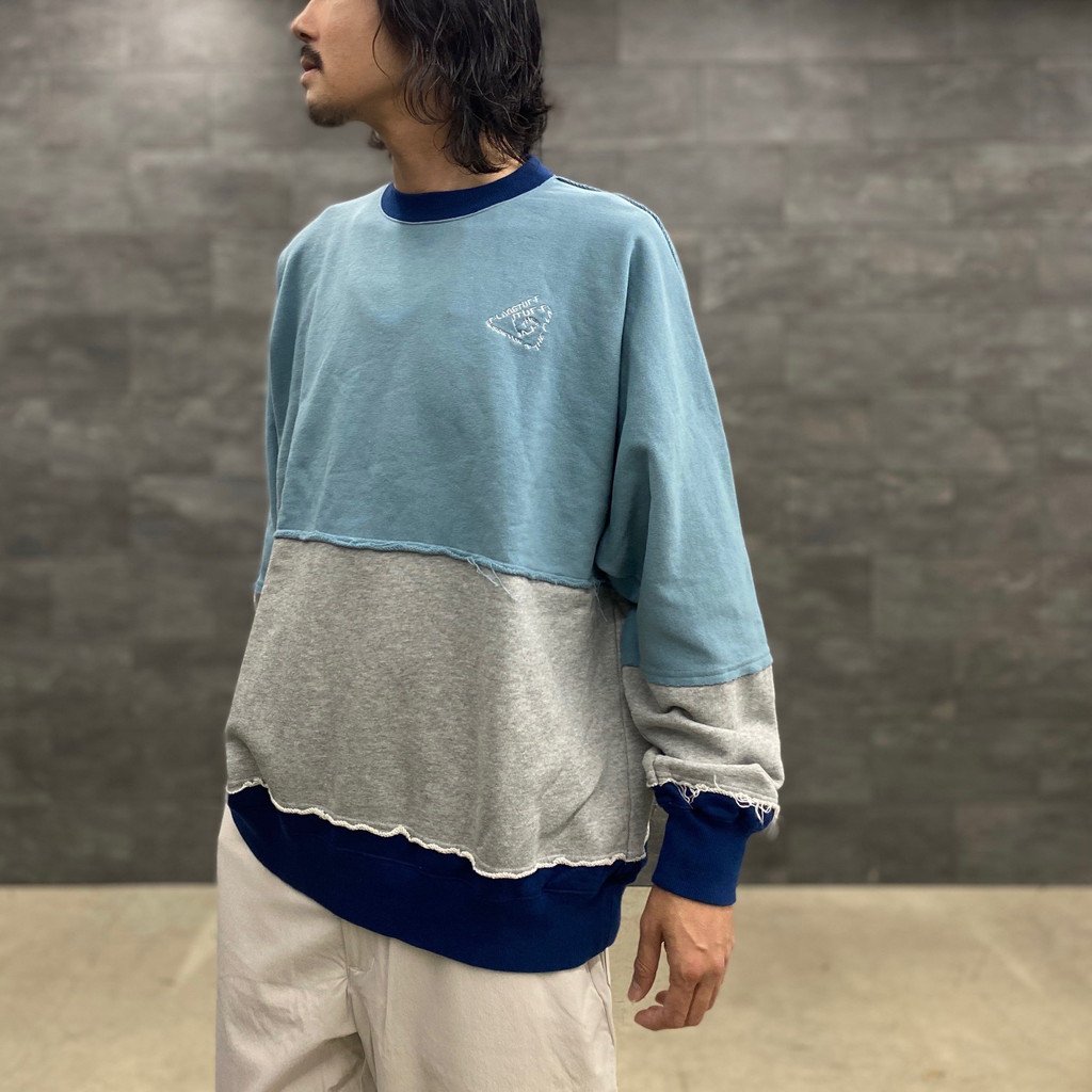 パーカー、スウェット / MULTI COLOR CUTOFF SWEAT BLUE