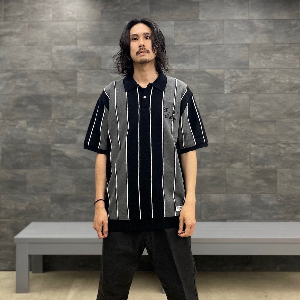 いつでもポイント10倍 希少S WACKOMARIA STRIPED KNIT POLO SHIRT