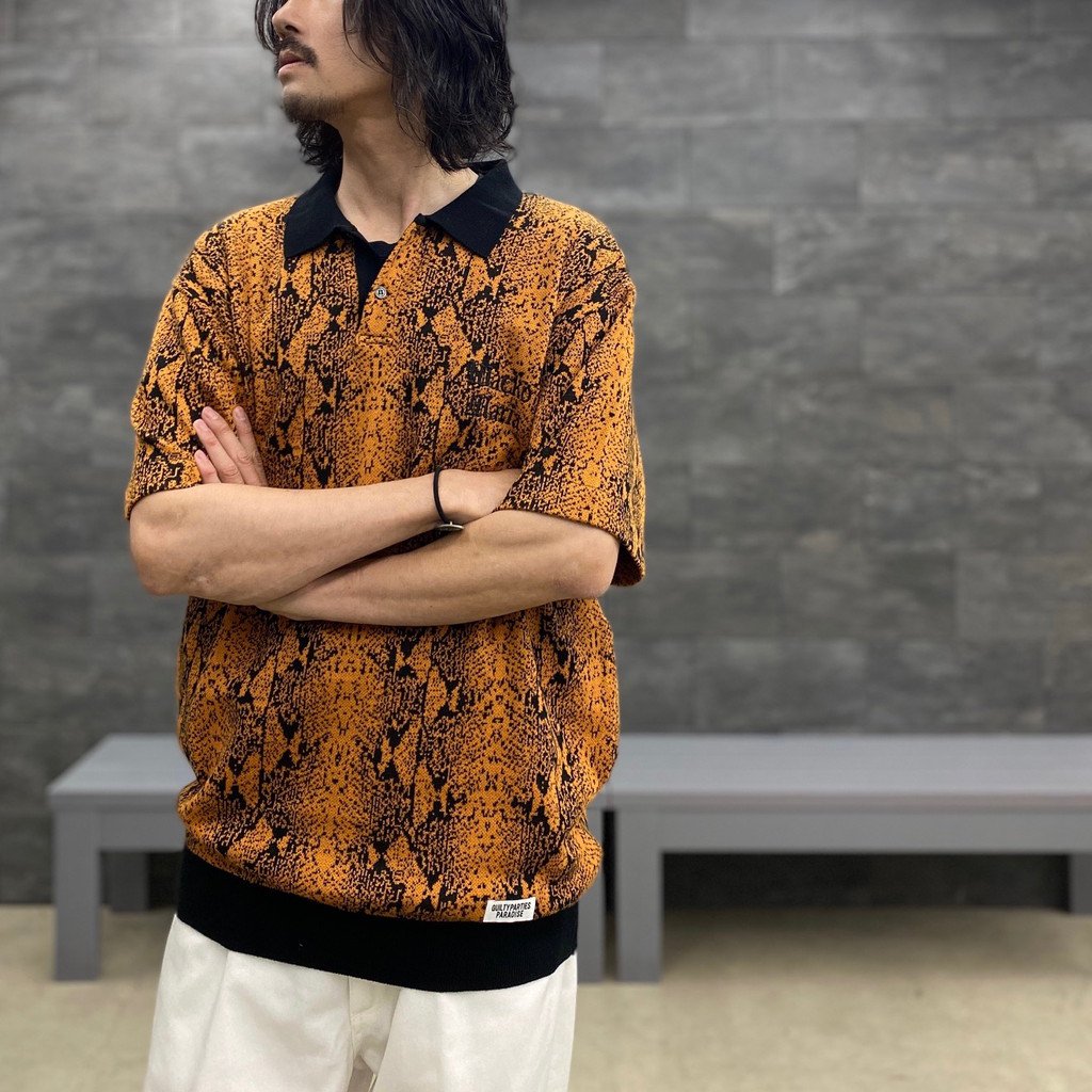 PYTHON KNIT POLO SHIRT #ORANGE [23SS-WMK-KN10] _ WACKO MARIA