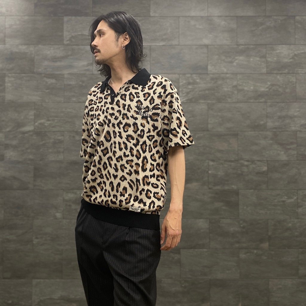 高質で安価 LEOPARD KNIT POLO SHIRT WACKOMARIA レオパード