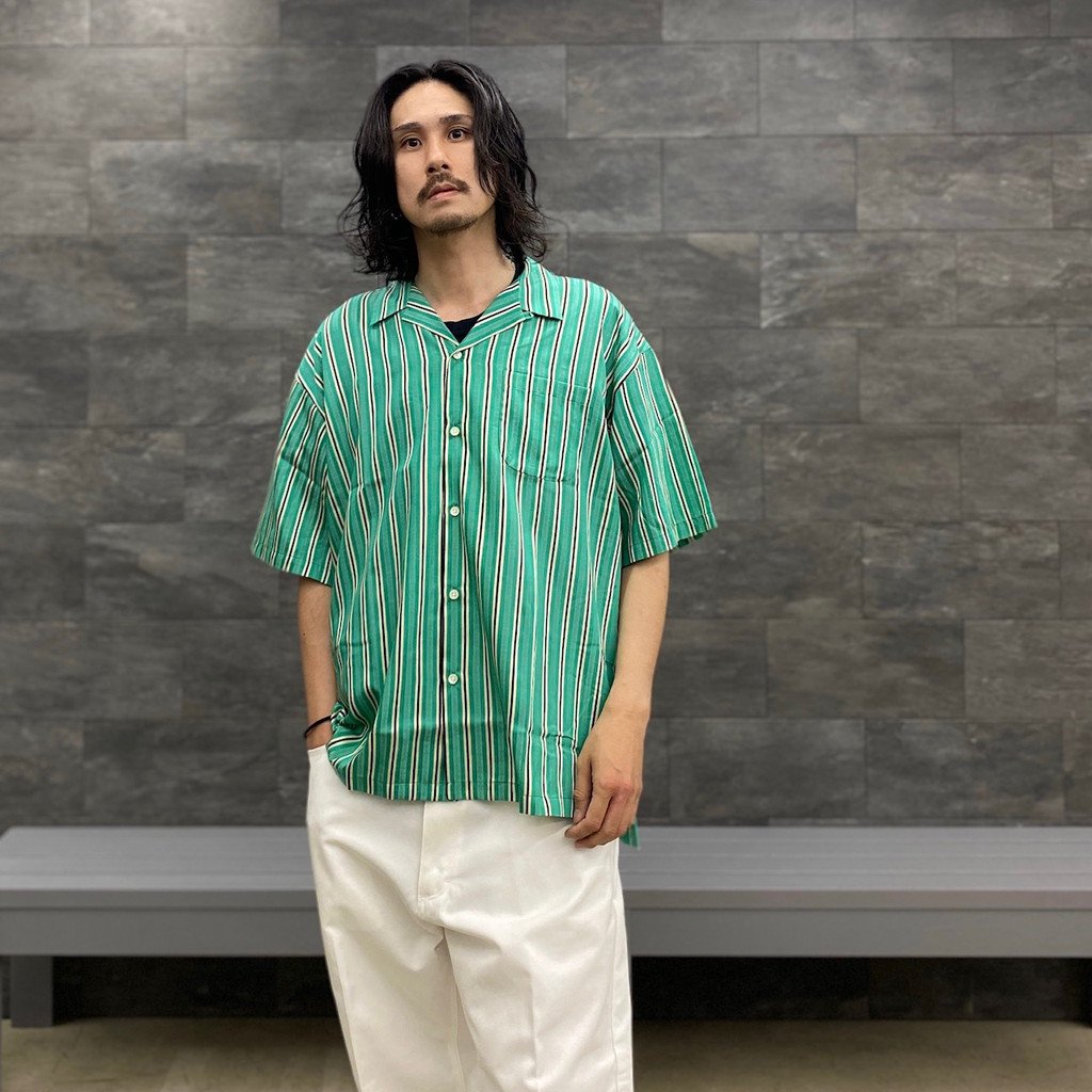 トップス / STRIPE JACQUARD SHIRT GREEN