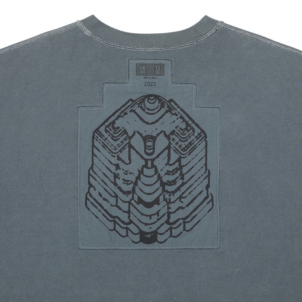 OVERDYE ZIG-PATCH SHORT SLEEVE CREW NECK #CHARCOAL [CES23T23] _