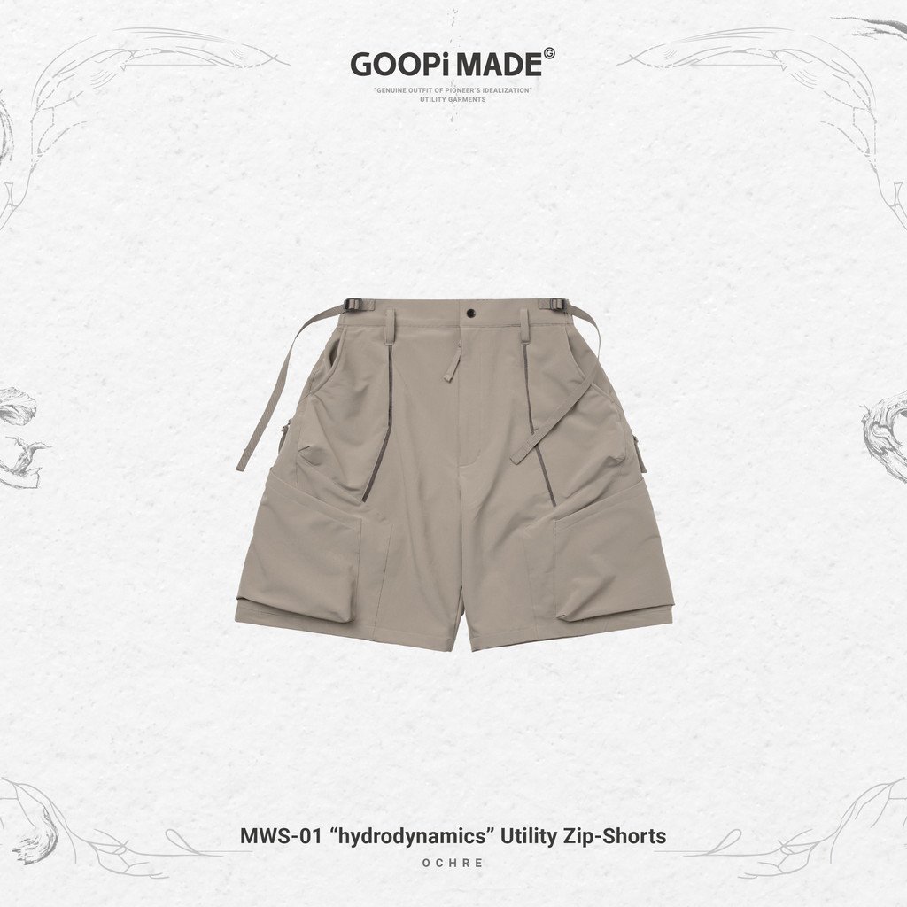 パンツ / MWS-01 「hydrodynamics」 Utility Zip-Shorts OCHRE