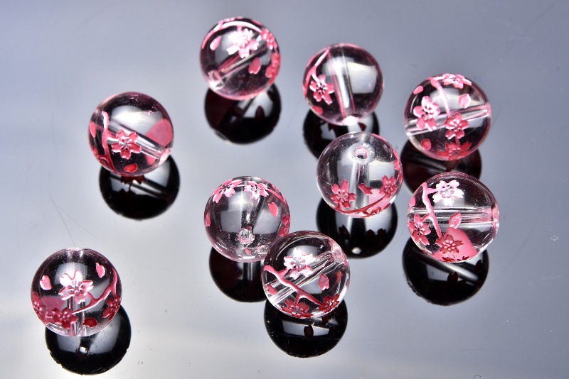 12mm ピンク彫桜水晶 天然石