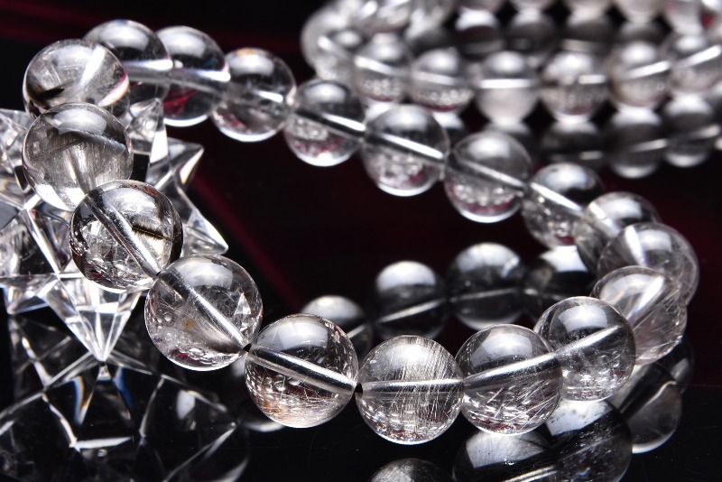 【高品質】プラチナルチルクォーツ10mmブレスレット 高品質 プラチナルチルクォーツ 10mm ブレスレット_B491-10 - 天然石