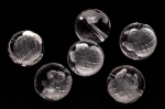 水晶フクロウ素彫り 12mm　3粒セット 彫刻ビーズ(貫通穴)_T633-12