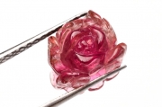 【１点物】AAAAA トルマリン　12x13.5mm　薔薇彫刻 ルース_P6811