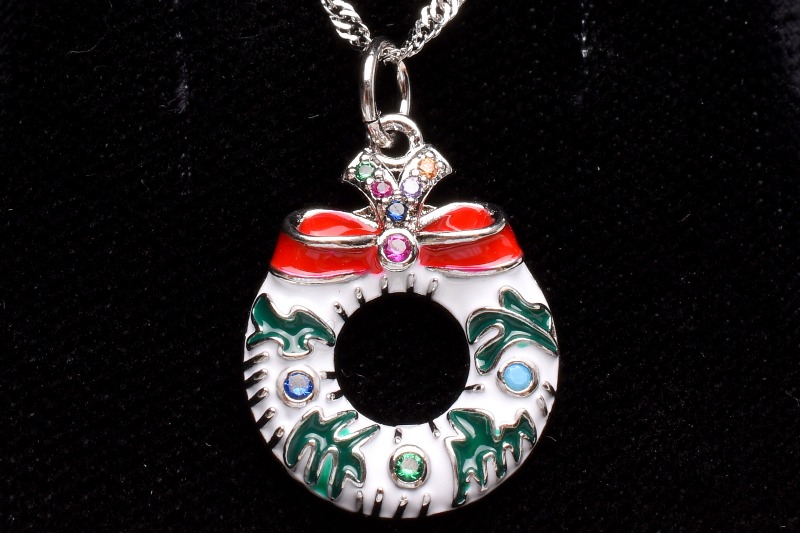 クリスマスパーツ リース(ホワイト)丸カン付き シルバー 18x14mm 金属