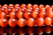 レッドオレンジ キャッツアイ　9mm　128面カット １連（約３８ｃｍ）_RG486-9