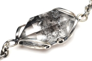 【１点物】Silver925・アンティーク調 ハーキマーダイヤモンド　22x12.5mm　両剣 アジャスター付き ブレスレット_P7749
