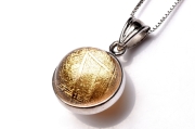 【１点物】Silver925 ギベオン(メテオライト隕石)　11.5mm　コイン ゴールド ペンダントトップ_PJ4547