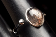 【１点物】Silver925 ブラックサンムーンストーン　10x8mm　指輪リング(サイズ調整可) _PA1067