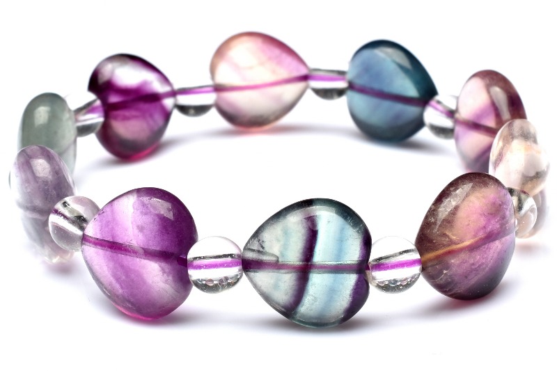 1点物】希少形状◇マルチカラー フローライト 14x14(丸玉6)mm ハート