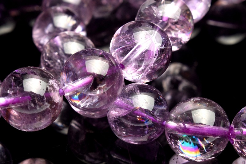 虹入り！ レインボーアメジスト 9.5mm ブレスレット 【動画】 1個売り