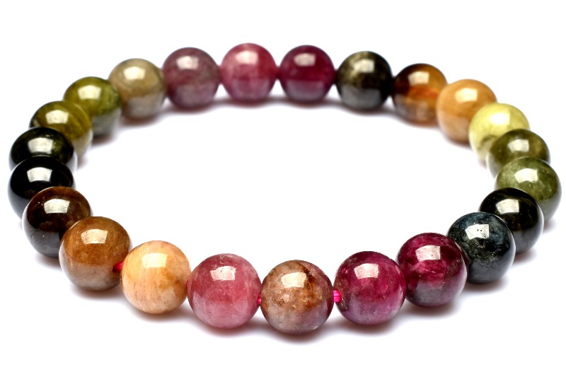 1点物】マルチカラー トルマリン 8mm ブレスレット _K2693