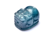 【１点物】AAAA☆天然色 ブルーグリーンカイヤナイト　11x7mm　貔貅彫刻(貫通穴) ビーズ _PA7063