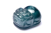 【１点物】AAAA☆天然色 ブルーグリーンカイヤナイト　13x9mm　貔貅彫刻(貫通穴) ビーズ _PA7069