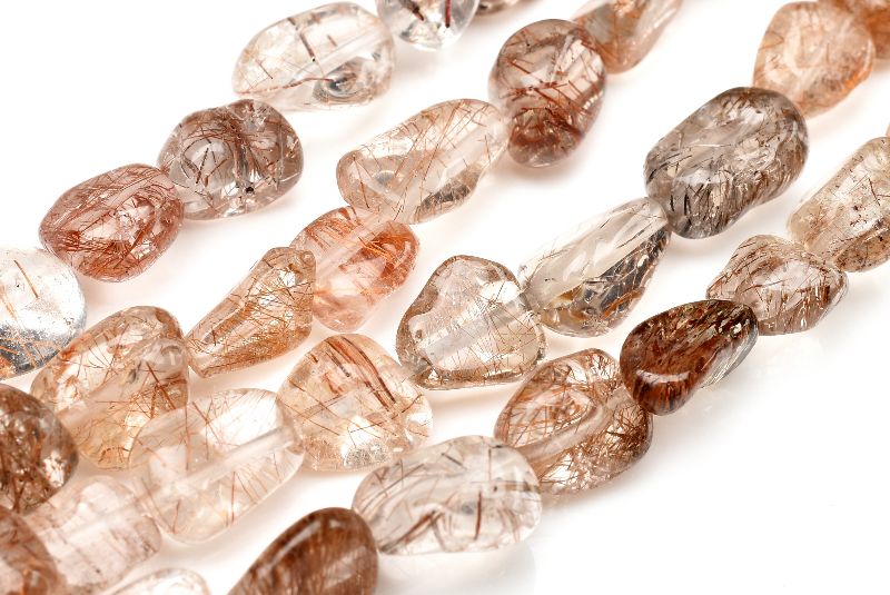 ブロンズルチルクォーツ 7-10x4-6mm ミニタンブル さざれ 1連