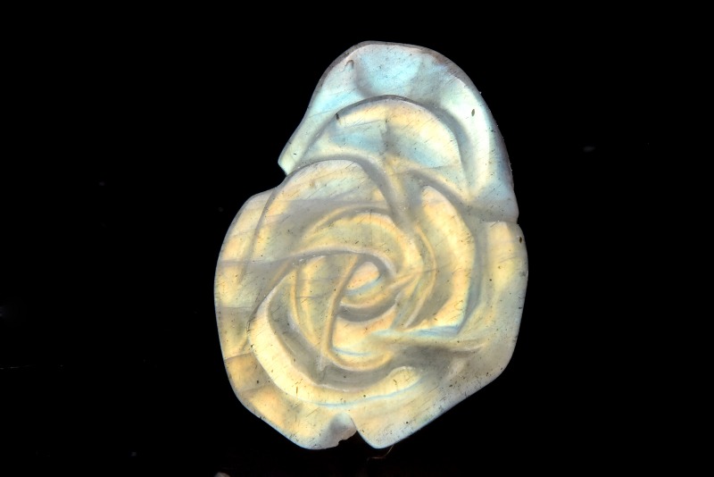 １点物】幻想シラー ラブラドライト 10x6mm 薔薇彫刻 (貫通穴) ビーズ