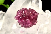 【１点物】AAAA☆ルベライト ピンクトルマリン　13x12mm　薔薇彫刻 (貫通穴) ビーズ _PA9663