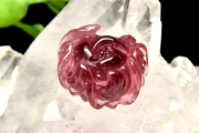 【１点物】AAAA☆ルベライト ピンクトルマリン　15x12mm　薔薇彫刻 (貫通穴) ビーズ _PA9664