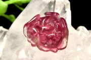 【１点物】AAAA☆ルベライト ピンクトルマリン　15x13mm　薔薇彫刻 (貫通穴) ビーズ _PA9666
