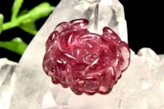 【１点物】AAAA☆ルベライト ピンクトルマリン　16x13mm　薔薇彫刻 (貫通穴) ビーズ _PA9668
