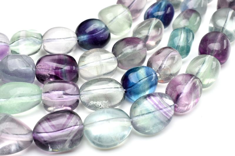 マルチカラー フローライト 13-17x11-13mm タンブル 1連（約