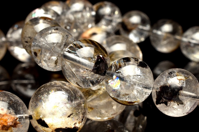 【ヒマラヤ産】エレスチャルクォーツ 虹入あり 10㎜ 16.5㎝ 天然石　ブレス ヒマラヤ産】エレスチャルクォーツ 虹入あり 10㎜ 16.5㎝ 天然石