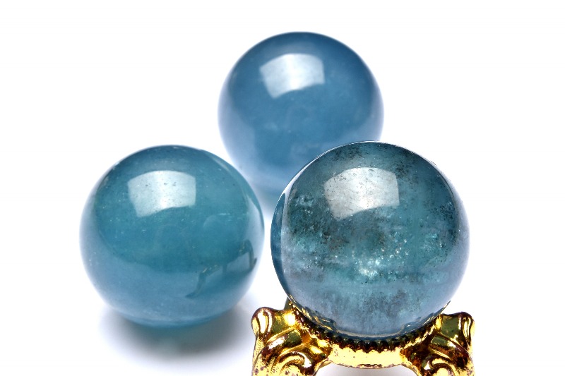 南アフリカ産◇ディープブルー アクアマリン 26-27mm 丸玉(台座