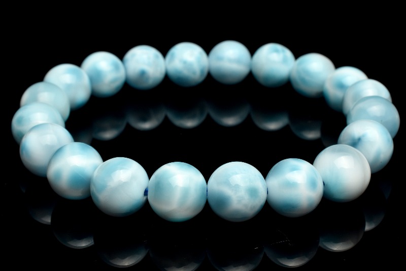 1点物】AAAA☆美しい水面模様 ラリマー 9mm ブレスレット _L1925